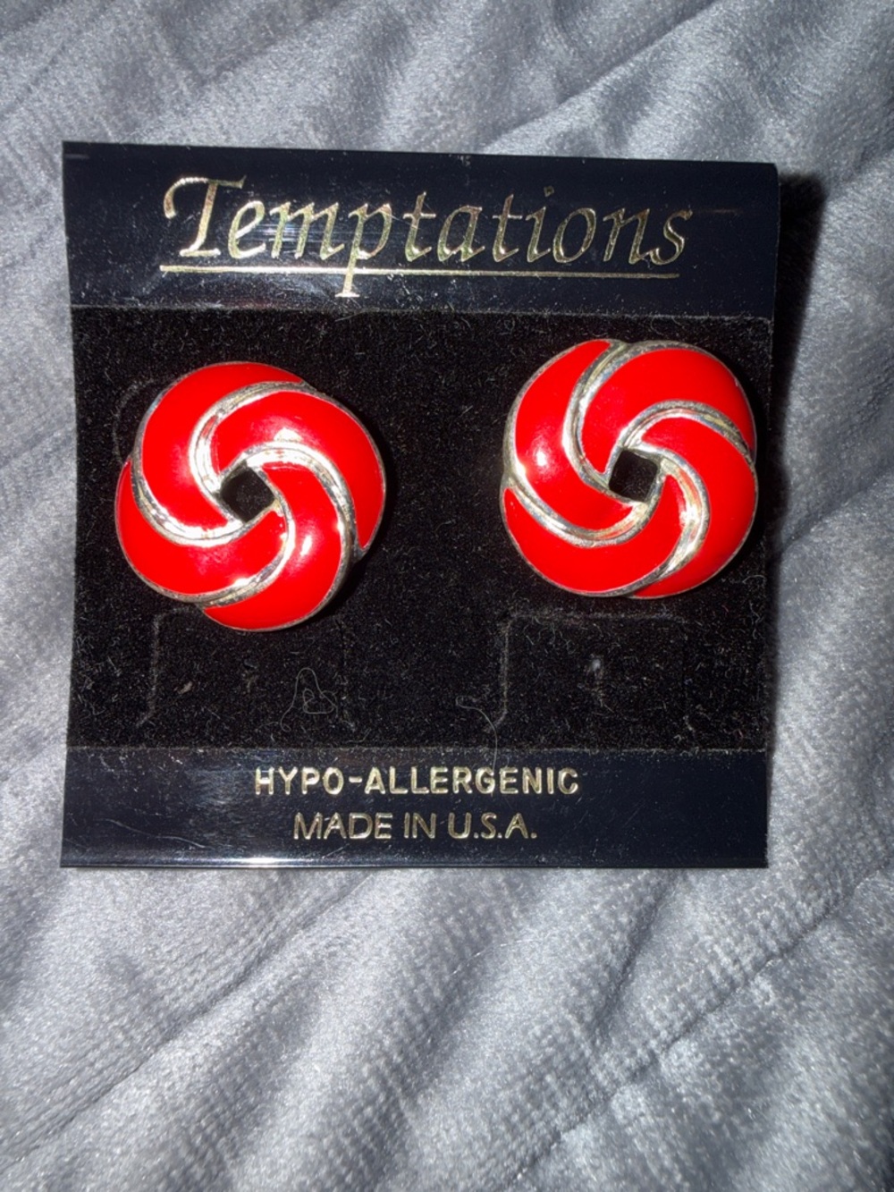 Red and Gold Color Swirl Stud Earrings
